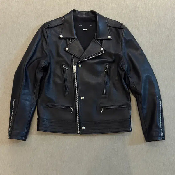 [BUNJANG] MATIN KIM Lambskin Double Rider Leather Jacket L Black / [MATIN KIM] 마뗑킴 램스킨 더블 라이더 가죽자켓 L 블랙
