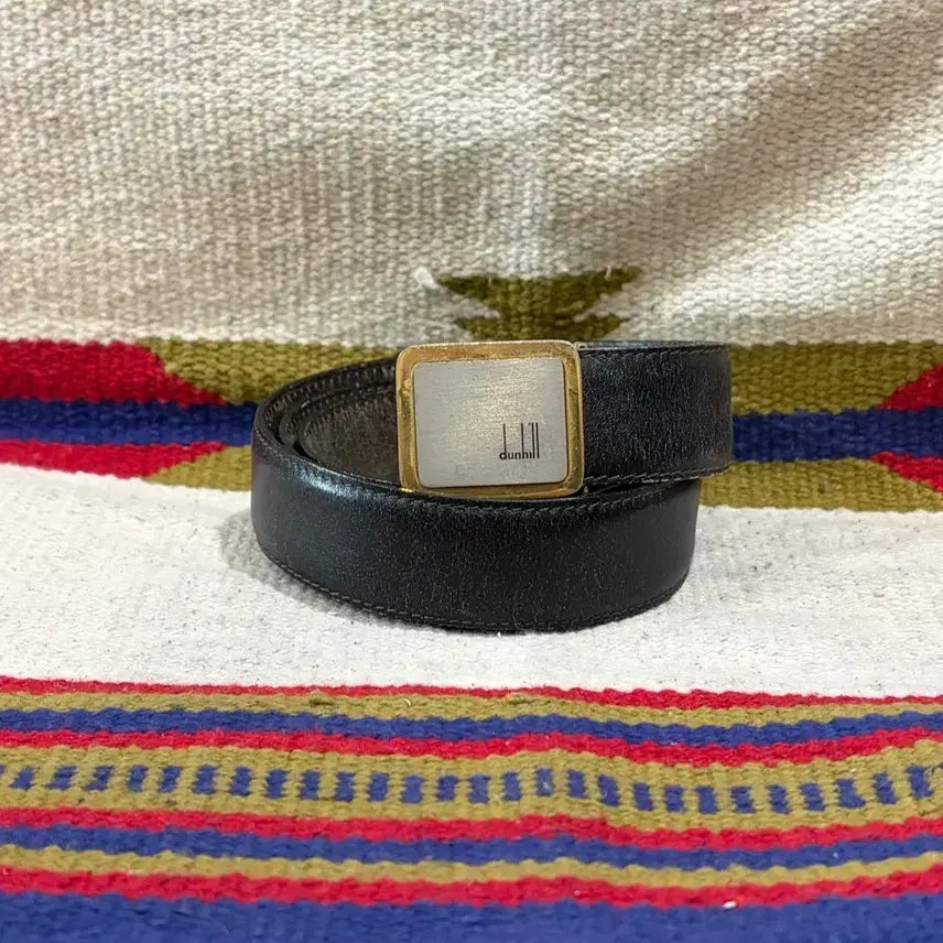 [BUNJANG] Dunhill Vintage Square Buckle Leather Belt Black / 빈티지 던힐 스퀘어 레더 벨트