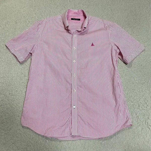[BUNJANG] Beanpole Pink Stripe Short Sleeve Shirt Size 105 / 빈폴 핑크 스트라이프 반팔 셔츠 105