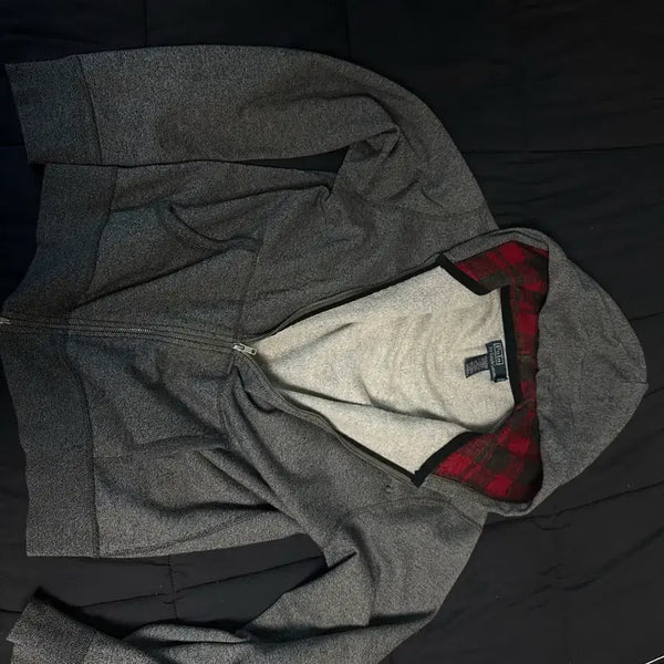 [BUNJANG] Polo Ralph Lauren Hooded Zip-Up Jacket with Check Lining / 폴로 랄프로렌 후드집업 그레이 체크 안감