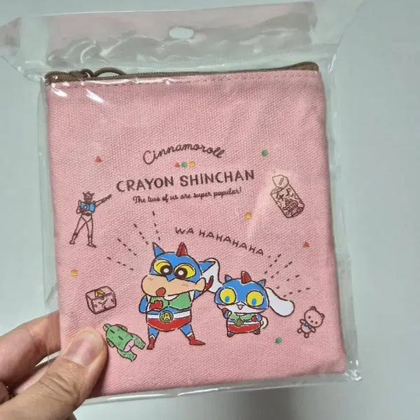 [BUNJANG] Crayon Shin-chan x Cinnamoroll Collaboration Pouch Pink / 크레용신짱 액션가면짱구  시나모롤 파우치 핑크