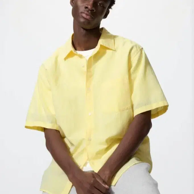 [BUNJANG] Uniqlo Cotton Linen Shirt Yellow M / 유니클로 코튼 리넨셔츠 m 옐로 노랑