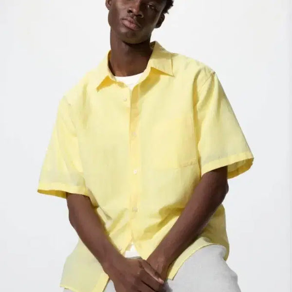 [BUNJANG] Uniqlo Cotton Linen Shirt Yellow M / 유니클로 코튼 리넨셔츠 m 옐로 노랑