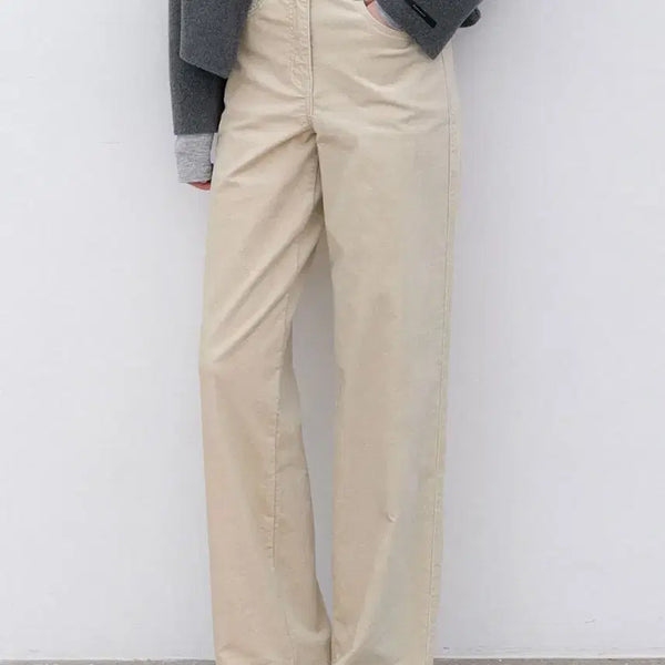 [BUNJANG] Atelier Nine Essential Warm Straight Corduroy Pants / 아틀리에 나인 에센셜 웜 스트레이트 팬츠 코듀류이 베이지 와이드 기모바지