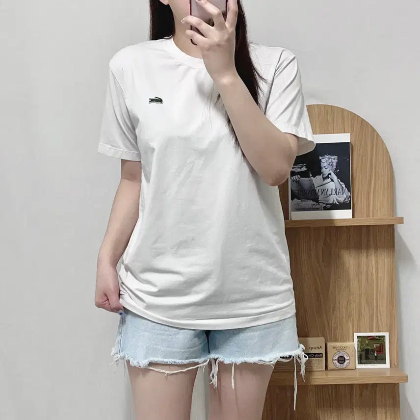 [BUNJANG] Lacoste White Round Neck Short Sleeve T-Shirt [L] / 라코스테 화이트 라운드 반팔티 [ L ]