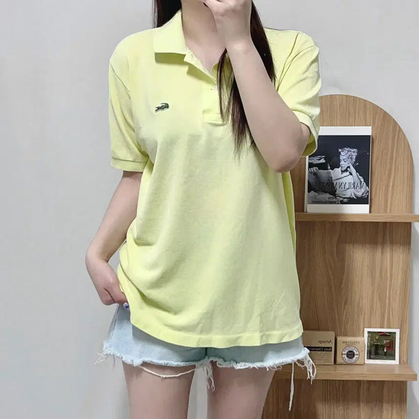 [BUNJANG] Lacoste Lemon Cream Short Sleeve Polo Shirt (Size 105) / 라코스테 레몬크림 카라 반팔티 [ 105 ]