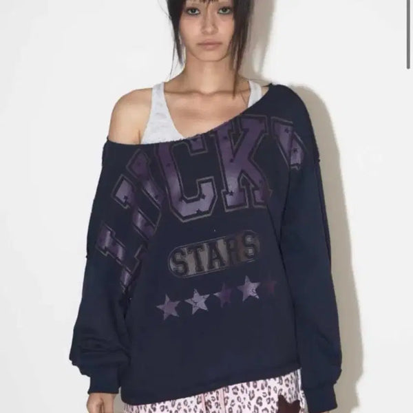 [BUNJANG] Expired Girl Off-Shoulder Navy / [새상품] 익스파이어드걸 오프숄더 네이비
