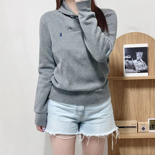 [BUNJANG] Polo Ralph Lauren Grey Navy Pony Knit XS / 폴로 그레이 / 네이비포니 넥숄더 니트 [ XS ]