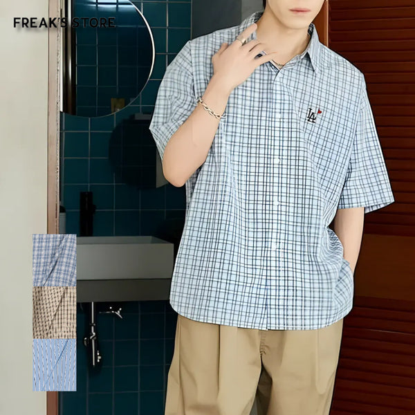 [BUNJANG] Freaks Store MLB One-Point Embroidery Half Sleeve Big Shirt / 프릭스 스토어 별주 MLB 원포인트 자수 반팔 빅 셔츠