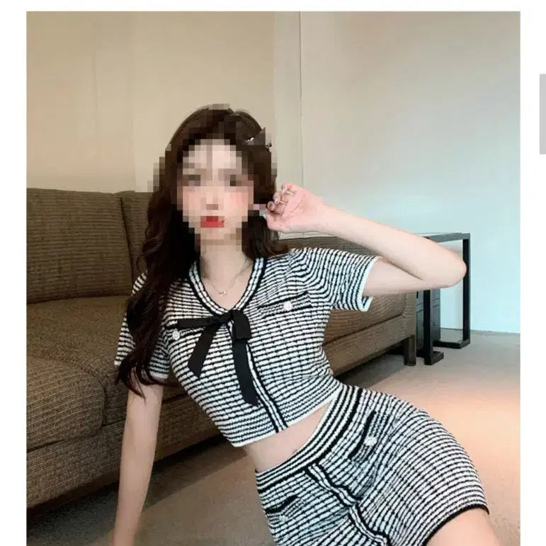 [BUNJANG] Check Crop Two-Piece Set / [새상품] 체크 크롭 투피스 세트