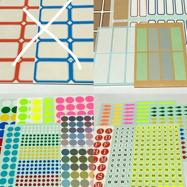 [BUNJANG] Round, Arrow, Label, Alphabet, Number Sticker Set (23 Sheets) / 23장 원형,화살표,견출지,알파벳,숫자 스티커 set