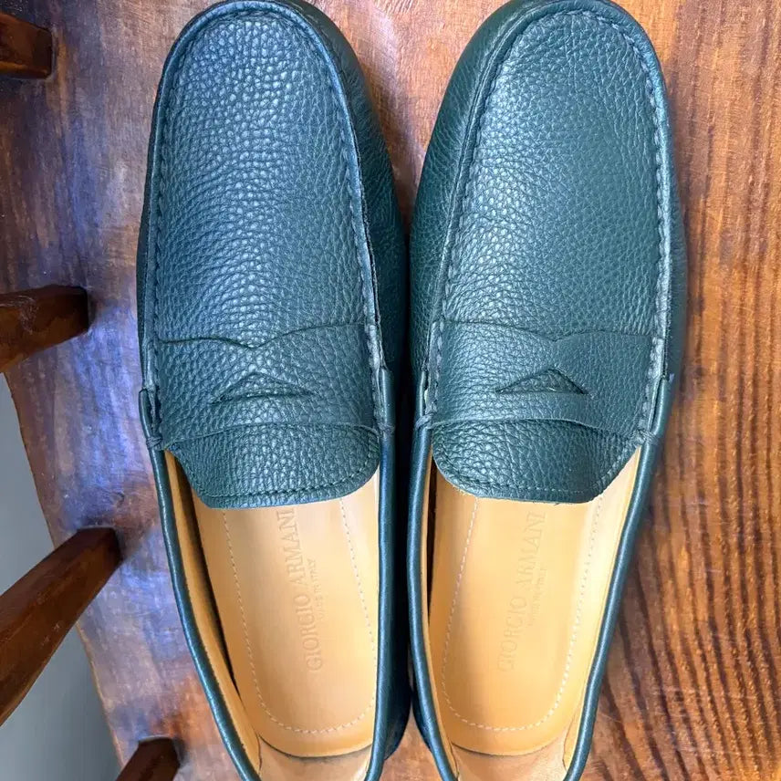 [BUNJANG] Giorgio Armani Pebble Leather Loafers - Deep Green / 조르지오 알마니 로퍼 270.딥그린