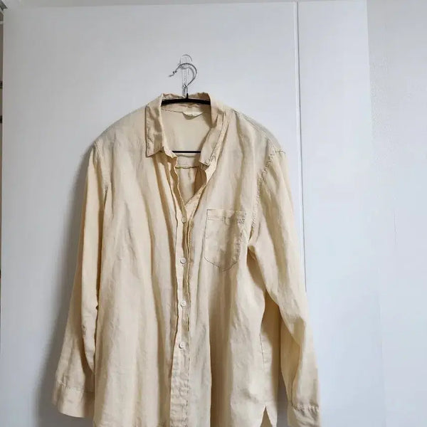 [BUNJANG] Linen Shirt Beige Free Size Mint Condition / 여름용 베이지색 린넨 셔츠 F/하자없음