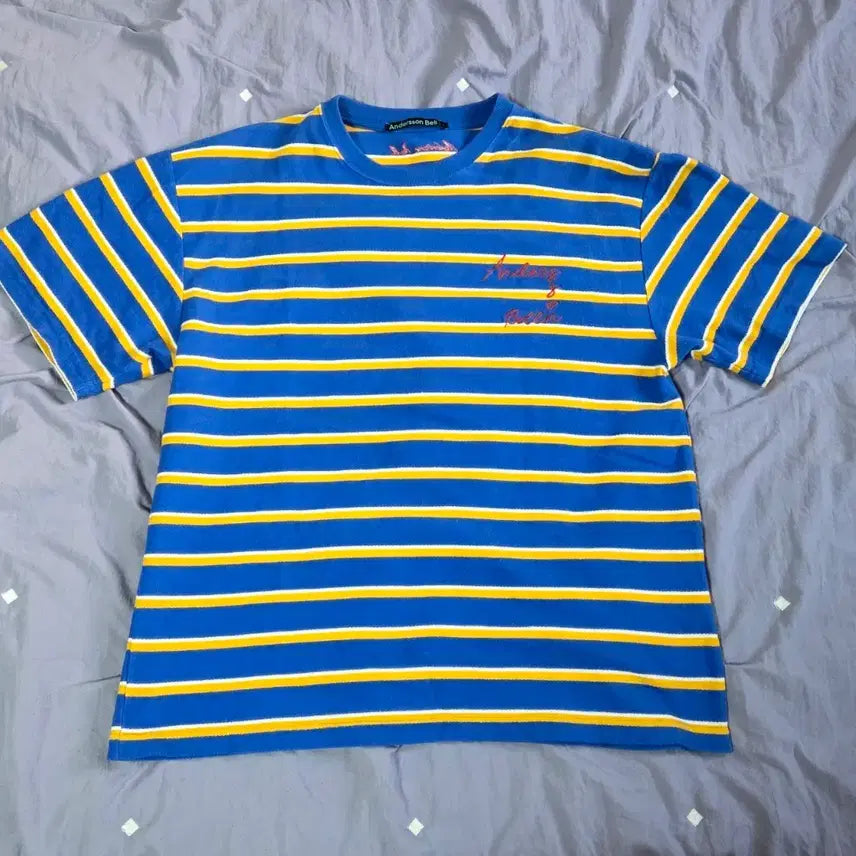 [BUNJANG] Andersson Bell Striped Short Sleeve T-Shirt Blue L / 앤더슨벨 스트라이프 반팔 티셔츠 블루 L 105
