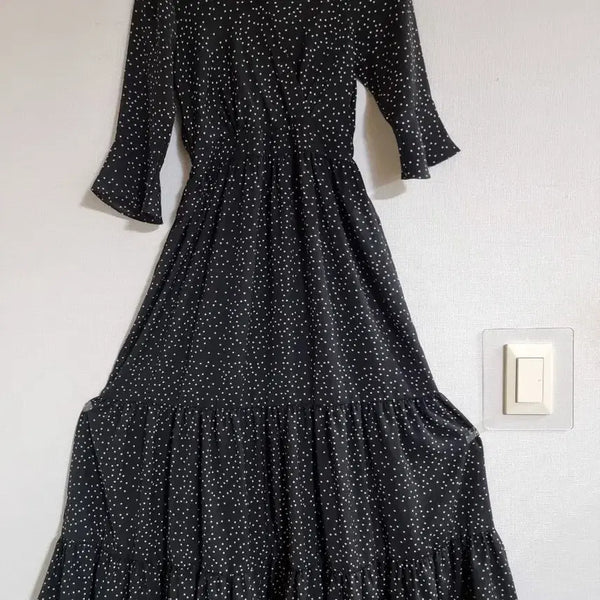 [BUNJANG] Hotping Dot Long Dress (Black) / 핫핑 도트 롱 원피스 (블랙)