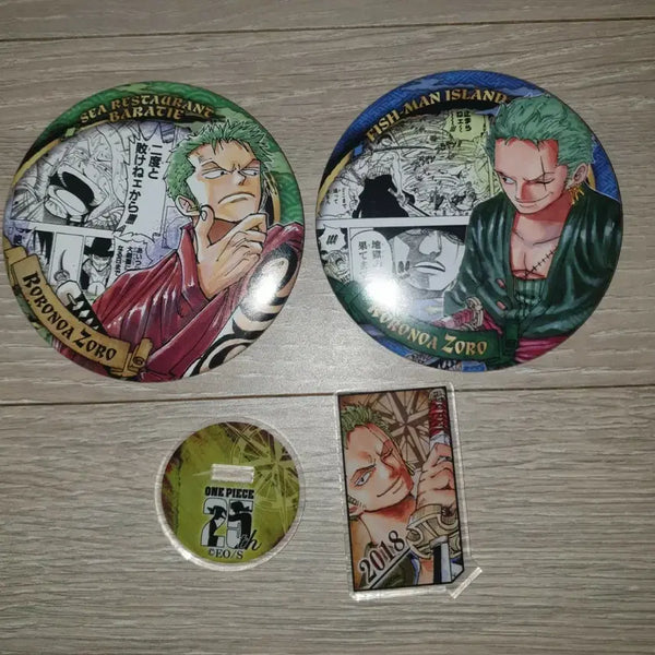 [BUNJANG] One Piece Zoro Can Badge & Acrylic Stand Set / 일괄)원피스 조로 캔뱃지 아크릴 스탠드 원화