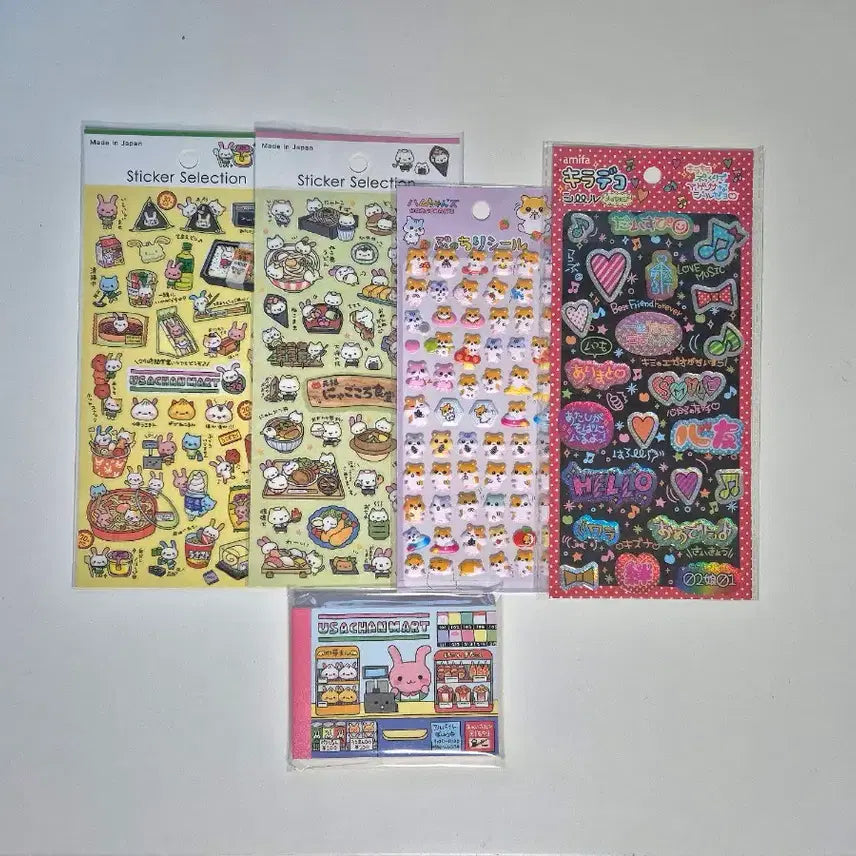 [BUNJANG] Vintage Style Memo Pad Stickers - Hamster, Panda, Cat, Rabbit Bundle Set / 일괄) 일본 햄스터 판다 고양이 토끼 스티커 고전 느낌 메모지