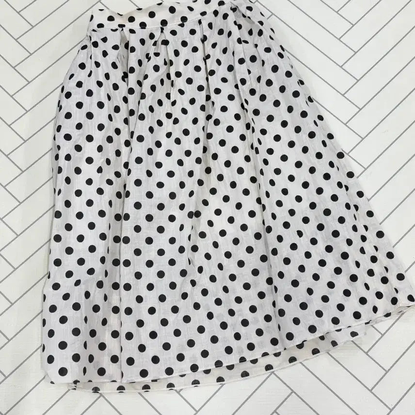 [BUNJANG] Women's Loose Linen Summer Ivory Dot Long Skirt / 여자 프리 린넨 여름 아이보리 도트 롱 스커트