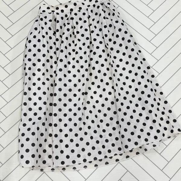 [BUNJANG] Women's Loose Linen Summer Ivory Dot Long Skirt / 여자 프리 린넨 여름 아이보리 도트 롱 스커트