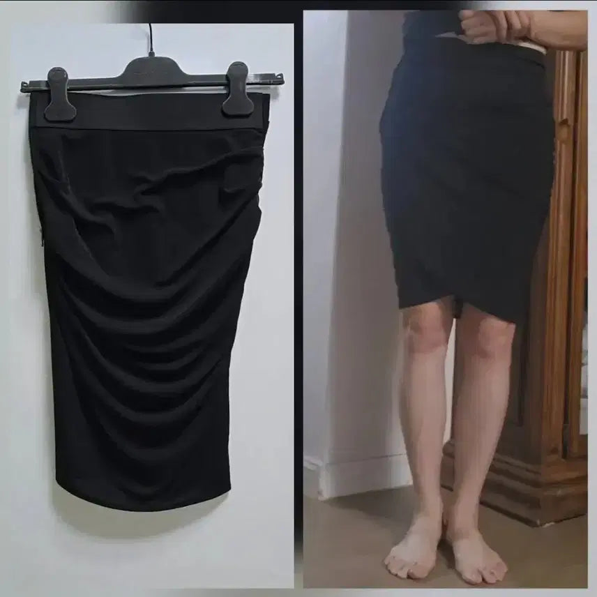 [BUNJANG] Objet Jersey Drape Midi Skirt / 미사용/오브제/저지 드레이프 스커트