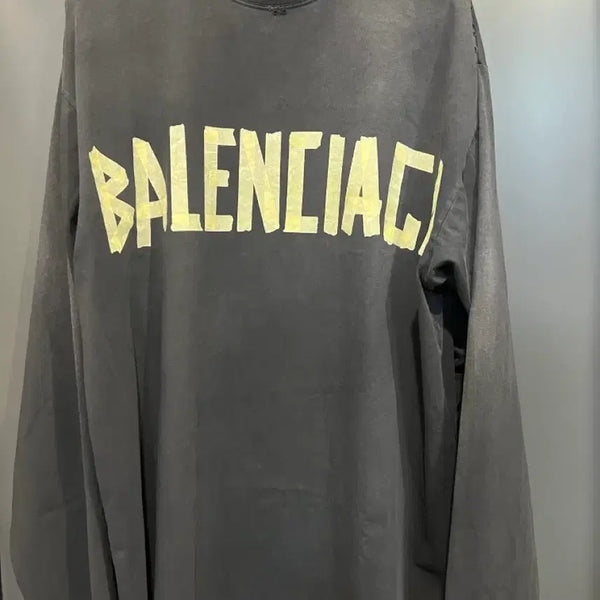 [BUNJANG] Balenciaga Tape Logo Long Sleeve T-Shirt Size 2 / [극미중고,국내매장판] 발렌시아가 테이프로고 롱슬리브 2