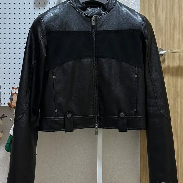 [BUNJANG] Triming Bird Biker Leather Jacket / 트리밍버드 바이커 가죽 자켓
