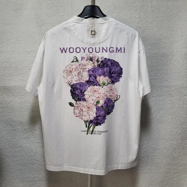 [BUNJANG] Wooyoungmi 21SS Flower Back Logo Short Sleeve T-shirt Size 46 / [새상품급/풀구성] 46 / 21SS 우영미 플라워 백로고 반팔티