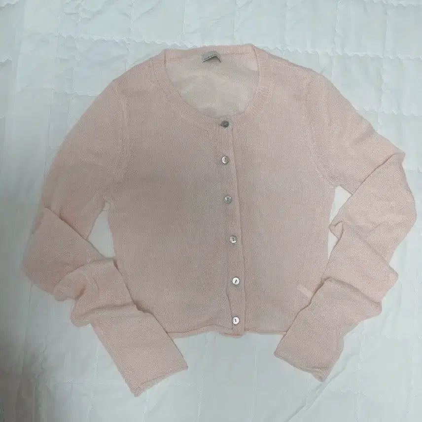 [BUNJANG] Pink Mohair Cardigan / 여리여리 핑크 모헤어 가디건