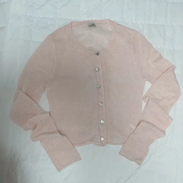 [BUNJANG] Pink Mohair Cardigan / 여리여리 핑크 모헤어 가디건