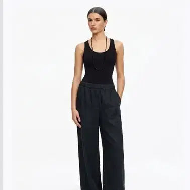 [BUNJANG] ARKET Black Linen Wide Pants XXS (Size 44) / 아르켓 ARKET 블랙컬러 밴딩 린넨 와이드 팬츠 44 사이즈 정품