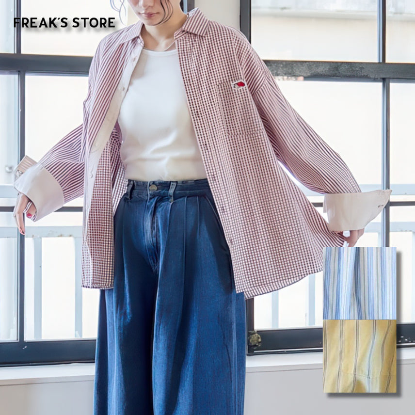 [BUNJANG] FREAK'S STORE x FRUIT OF THE LOOM Multicolor Stripe Long Sleeve Shirt / 프릭스 스토어 별주 프루트오브더룸 멀티컬러 스트라이프 긴팔 셔츠