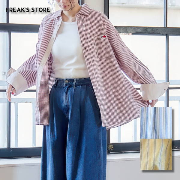 [BUNJANG] FREAK'S STORE x FRUIT OF THE LOOM Multicolor Stripe Long Sleeve Shirt / 프릭스 스토어 별주 프루트오브더룸 멀티컬러 스트라이프 긴팔 셔츠