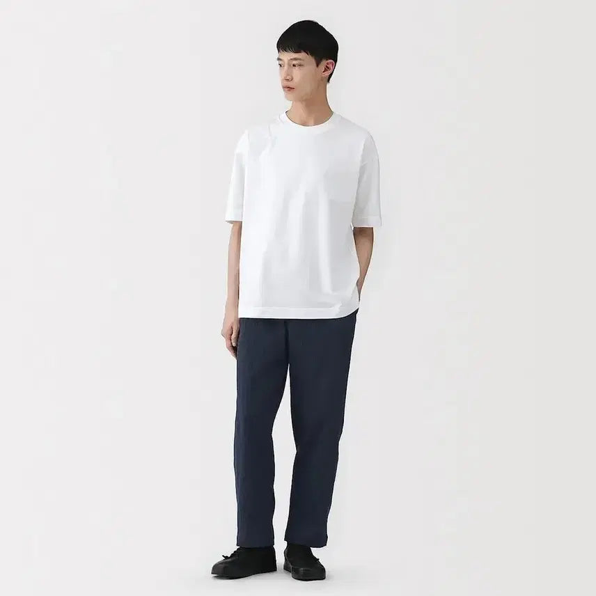 [BUNJANG] MUJI LABO Takashimachijimi Easy Pants Dark Navy M / MUJI LABO 다카시마 치지미 이지 팬츠 다크네이비 M