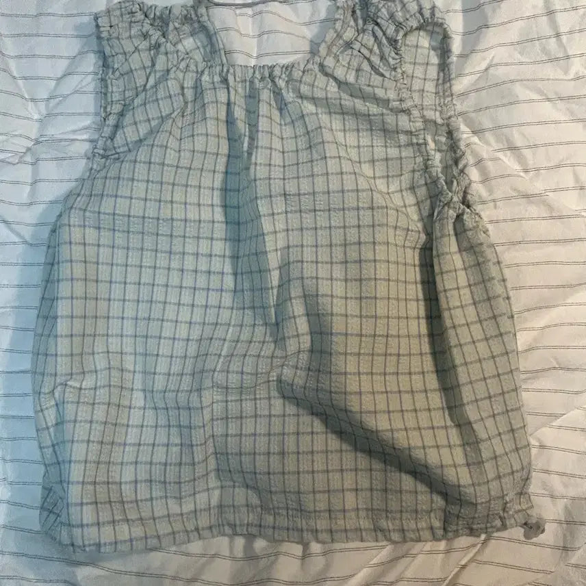 [BUNJANG] Checkered Sleeveless Blouse / 체크무늬 탑