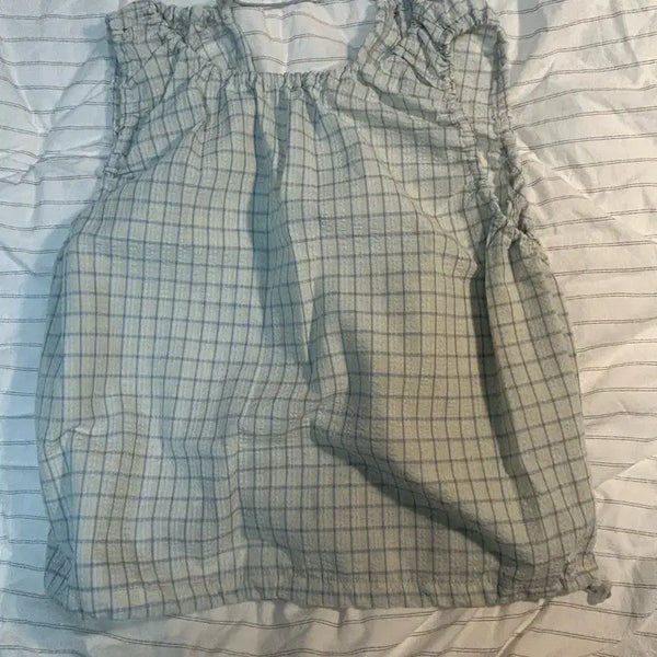 [BUNJANG] Checkered Sleeveless Blouse / 체크무늬 탑