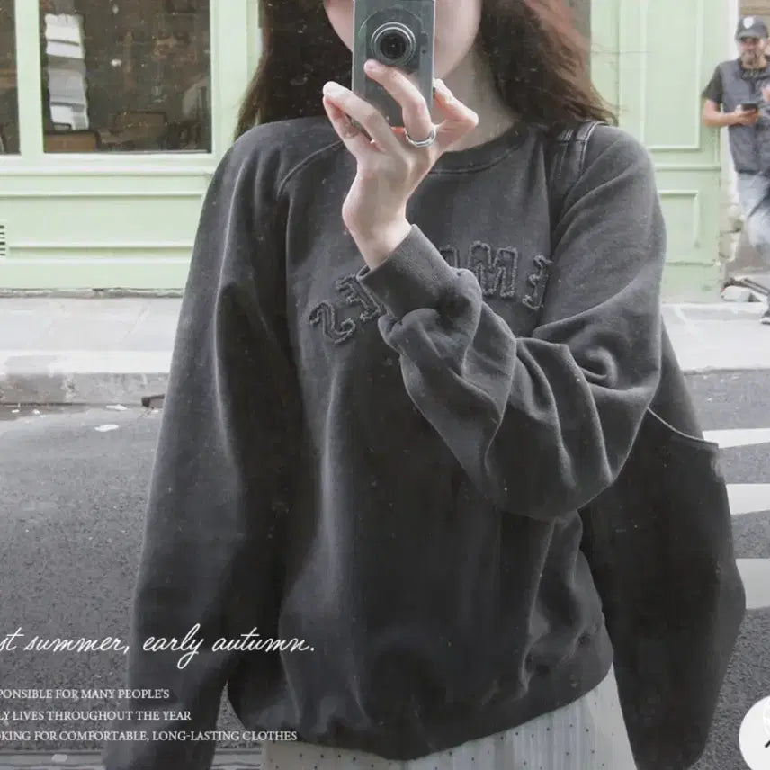 [BUNJANG] Slowand Pigment Washing Sweatshirt Vintage Charcoal / 슬로우앤드 피그먼트 워싱맨투맨(1회 착용)