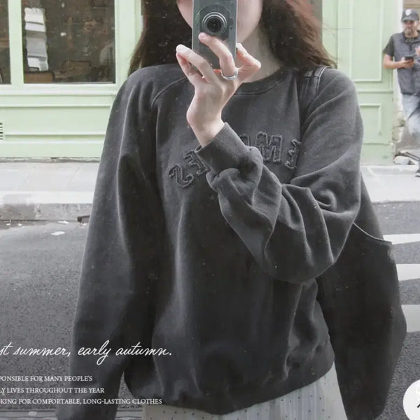 [BUNJANG] Slowand Pigment Washing Sweatshirt Vintage Charcoal / 슬로우앤드 피그먼트 워싱맨투맨(1회 착용)