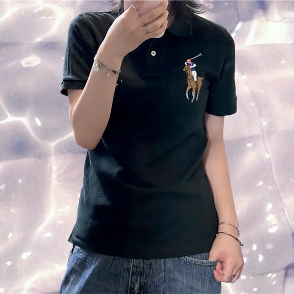 [BUNJANG] Polo Ralph Lauren Multi Big Pony Chieftain Short Sleeve Polo Shirt Black M / 폴로 랄프로렌 멀티 빅포니 치프키프 반팔 카라 티셔츠 블랙 M
