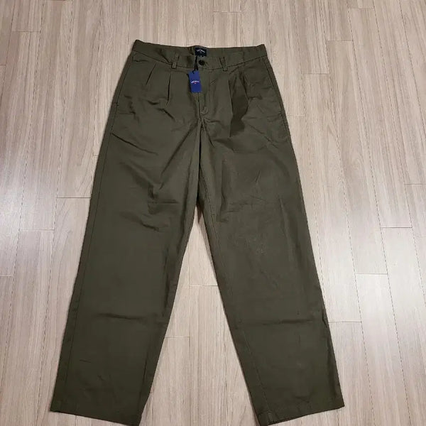 [BUNJANG] Cotton Twill Pleats Two-Tuck Wide Fatigue Pants Olive Green / 코튼 트윌 플리츠 투턱 와이드 퍼티그 팬츠 올리브 그린 35~36