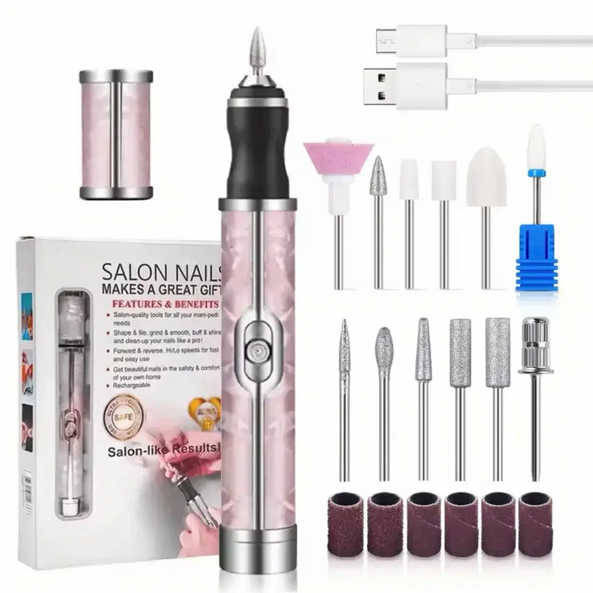 [BUNJANG] Portable Electric Nail Drill Machine Set - 4-Speed Professional Kit / 네일살롱 핑크색 네일 드릴 드릴기 세트 휴대용 4단계 전문가용 키트