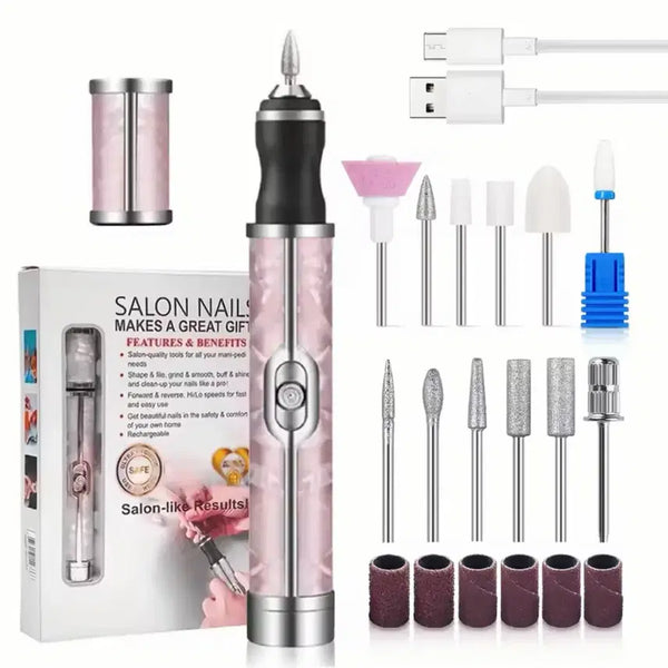 [BUNJANG] Portable Electric Nail Drill Machine Set - 4-Speed Professional Kit / 네일살롱 핑크색 네일 드릴 드릴기 세트 휴대용 4단계 전문가용 키트
