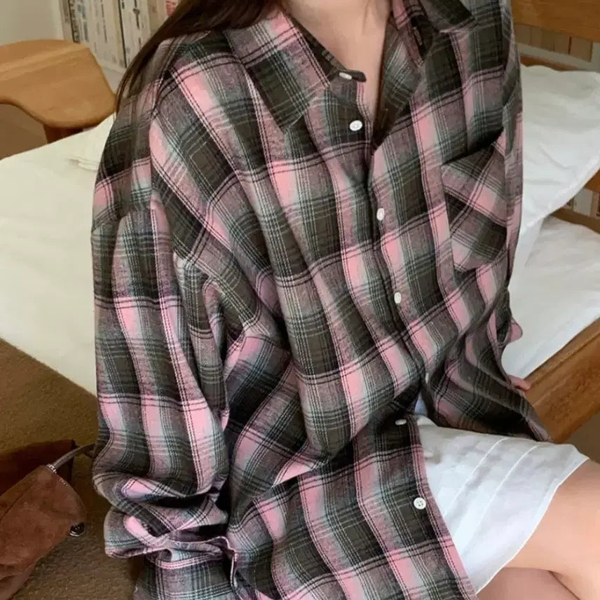 [BUNJANG] Withyun Moon Check Shirt Pink / (새상품) 위드윤 문 체크 셔츠 핑크