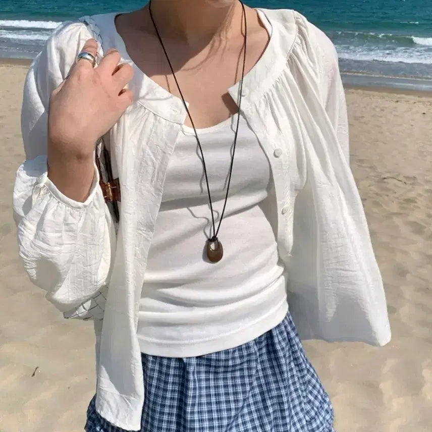 [BUNJANG] Withyun Leve Shirring Blouse (Ivory) / 위드윤 르베 셔링 블라우스 (아이보리)
