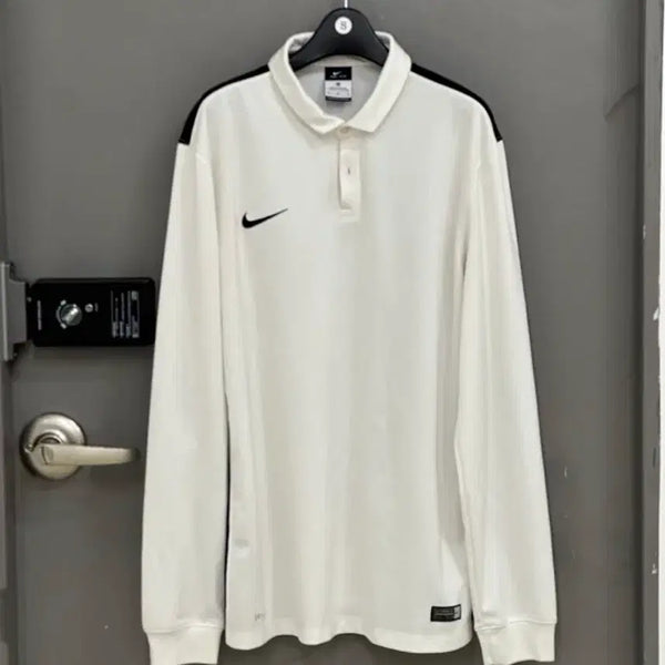[BUNJANG] Nike Dri-FIT Long Sleeve Polo Shirt - White, Size M / 나이키 드라이핏 긴팔 카라티 M