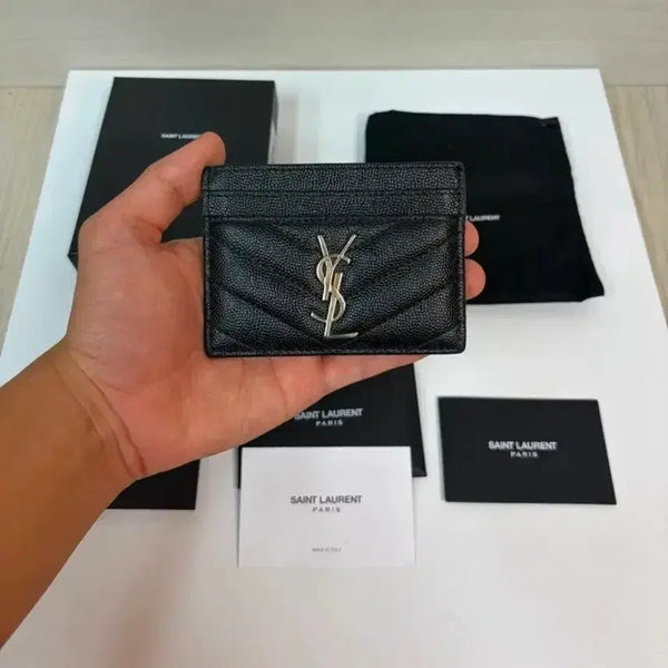 [BUNJANG] Saint Laurent Matelassé Card Holder with Authenticity Card / [보증서있음] 생로랑 마틀라세 카드 홀더