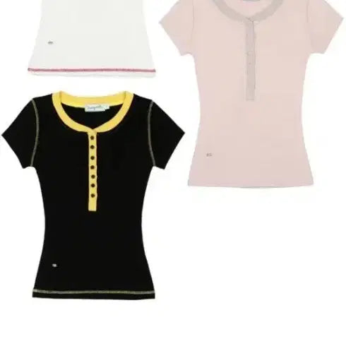 [BUNJANG] FAGE JEED Stitch Button T-Shirt Short Sleeve Pink / 페일제이드 스티치 버튼 티셔츠 반팔 핑크 4.6->1.4판매