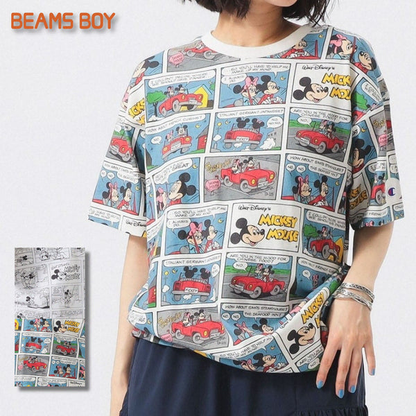 [BUNJANG] BEAMS BOY x Champion x Mickey Mouse Graphic T-Shirt / 빔즈 보이 별주 챔피언 미키마우스 티셔츠