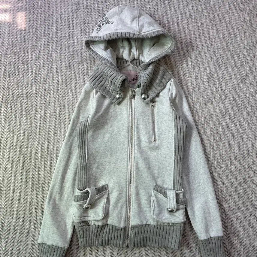 [BUNJANG] Vintage Kavach Knit Detail Hooded Zip-Up Jacket Y2K / 빈티지  kavach 니트 디테일 후드 집업 자켓 y2k goa