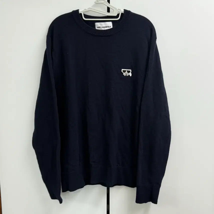 [BUNJANG] Karl Lagerfeld Small Logo Navy Knit (Size 105) / 칼 라거펠트 스몰 로고 네이비 니트 105