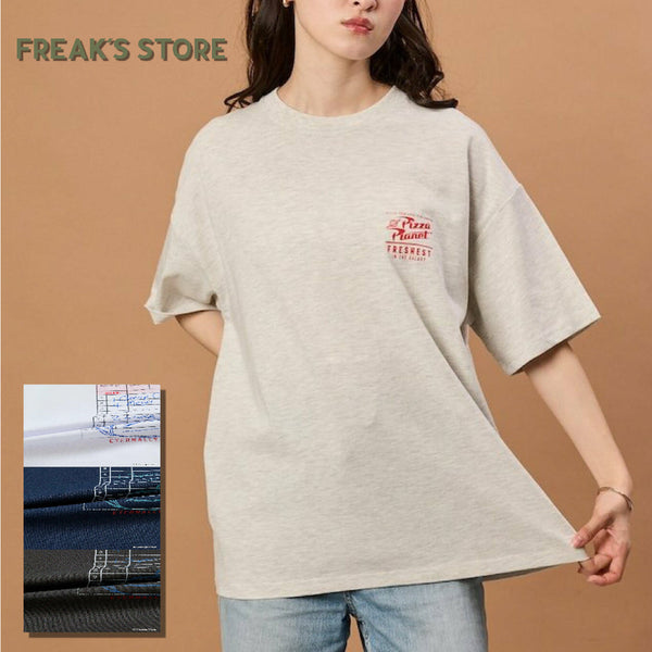 [BUNJANG] FREAK'S STORE x Toy Story Pizza Planet Big Silhouette Graphic T-Shirt / 프릭스 스토어 별주 토이스토리 피자플래닛 빅실루엣 백프린트 크루넥 티셔츠